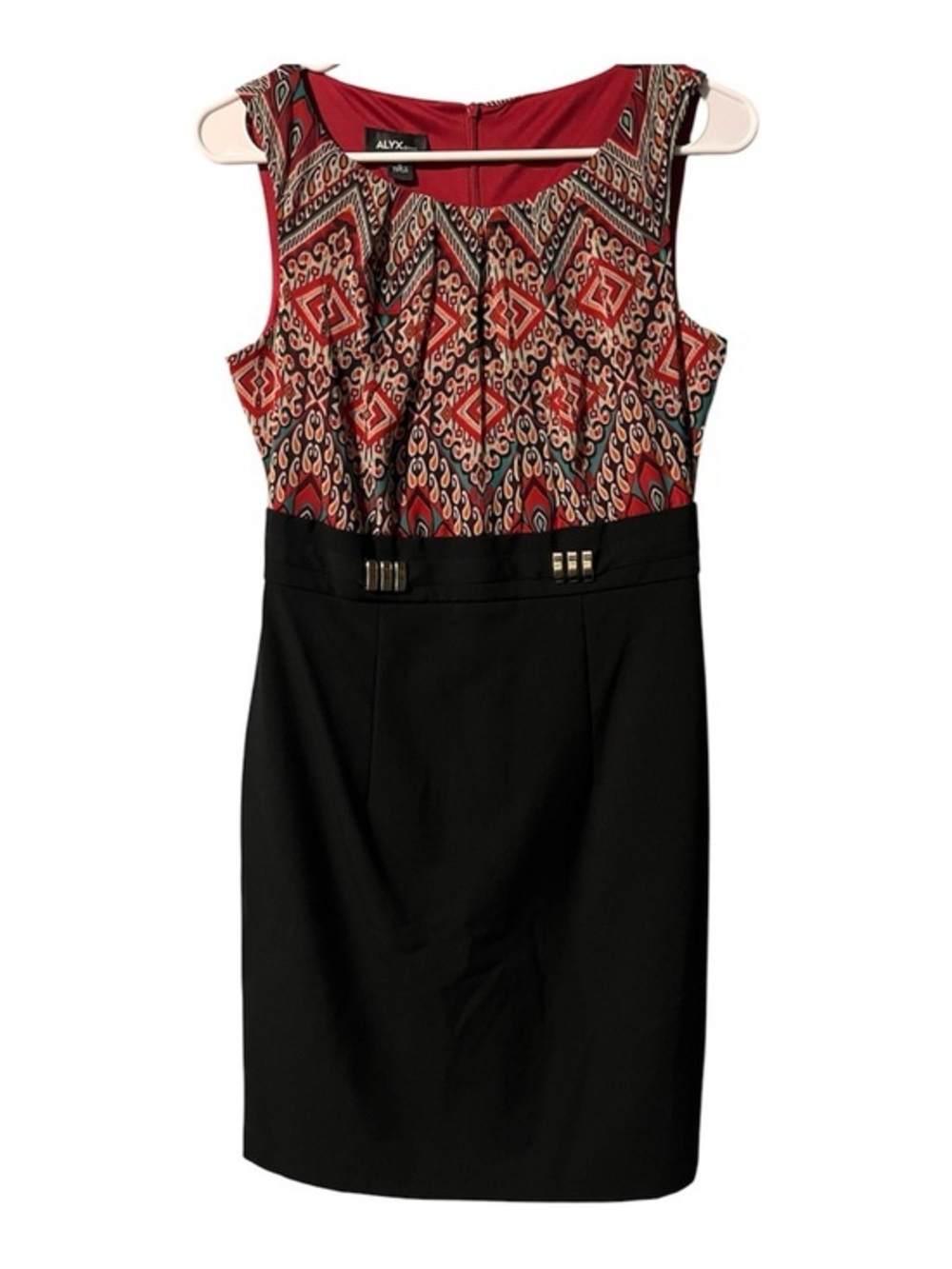 ALYX Red and Black Patterned Sleeveless Sheath Dress